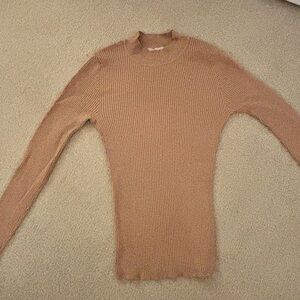 Mockneck beige top